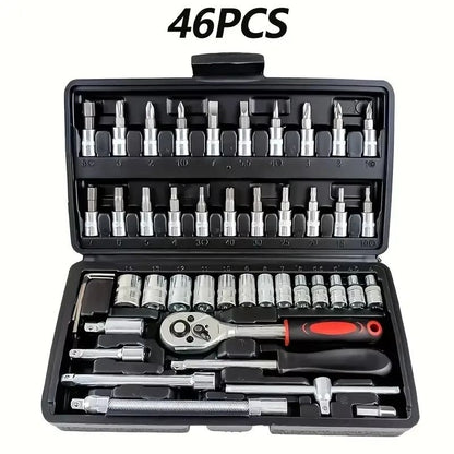 AIRAJ NOVO Kit de Ferramentas para Reparação Automotiva 46/53 Peças/Conjunto  Conjunto de Soquetes Chave de Torque Catraca  Conjunto de Ferramentas de Reparo Chave Combinada Automotiva