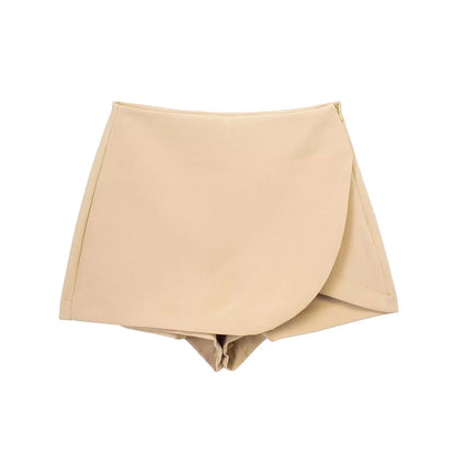 Willshela Women Fashion Solid Side Zipper Skirts Shorts Vintage High Waist Female Chic Lady Shorts