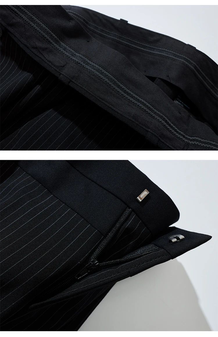 Calça Casual Masculina Listrada Preta Nova de Verão 2025, Calça Slim da Moda na Altura da Panturrilha, Tamanhos 28-35