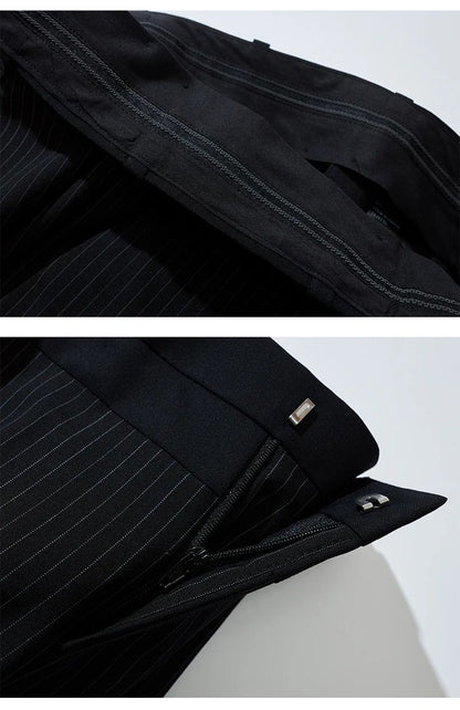 Calça Casual Masculina Listrada Preta Nova de Verão 2025, Calça Slim da Moda na Altura da Panturrilha, Tamanhos 28-35