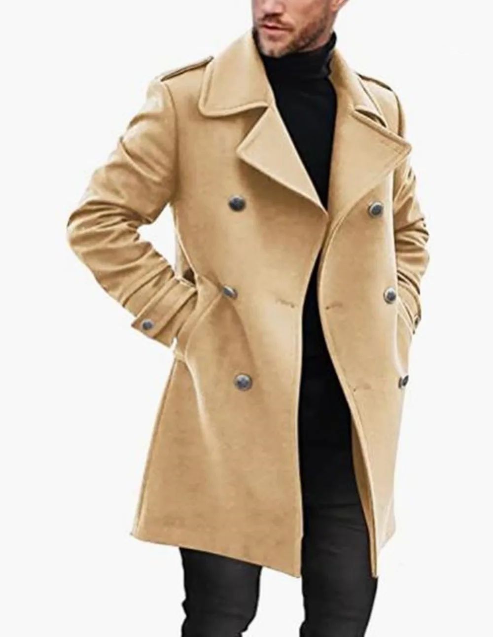 Trench Coat Men Classic Double Breasted Long Coat Mens Clothing Long Jackets Coats British Style Overcoat S-4XL Size