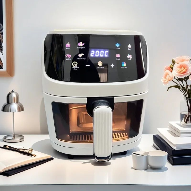 Fritadeira Airfryer 8L Forno Smart Touch de Grande Capacidade Visual Multifuncional Elétrico Fritadeira Air Fryer Máquina de Batata Frita