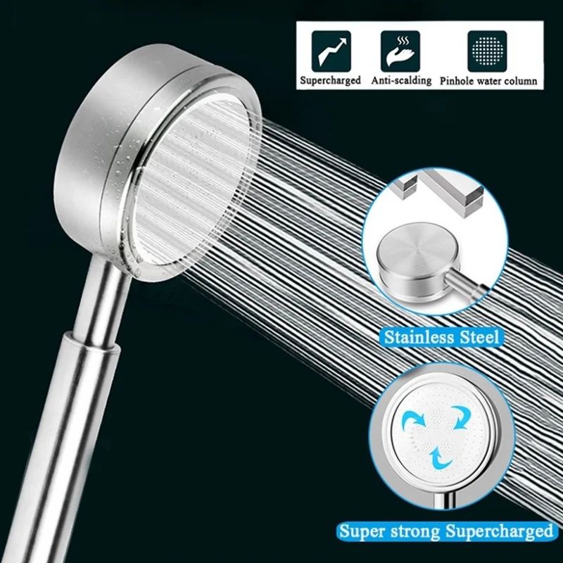 SUS 304 Stainless Steel Bathroom Handheld Shower Head High Pressure Water Saving Sprayer Nozzle Supercharged Rainfall Showerhead