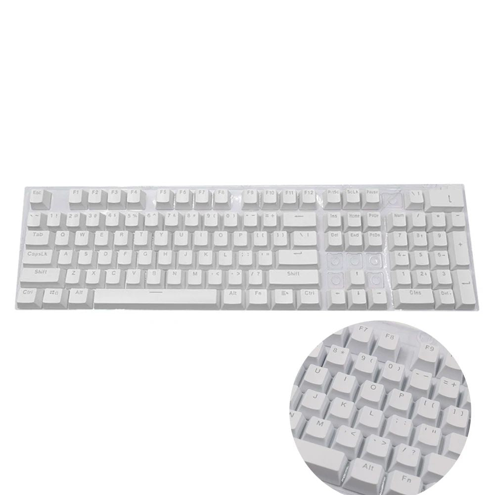 Novo conjunto de teclas de teclado mecânico de 104 unidades, substituição OEM retroiluminada, teclas roxas brancas de ABS para teclado Cherry MX de 61/87/104 teclas