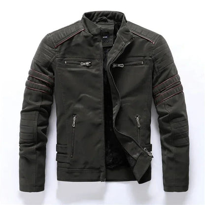 Casual Motorcycle Winter Men Winter Brand Leather Jacket Inner Fleece PU Coat Faux Leather Jackets Mens Clothing Streetwear