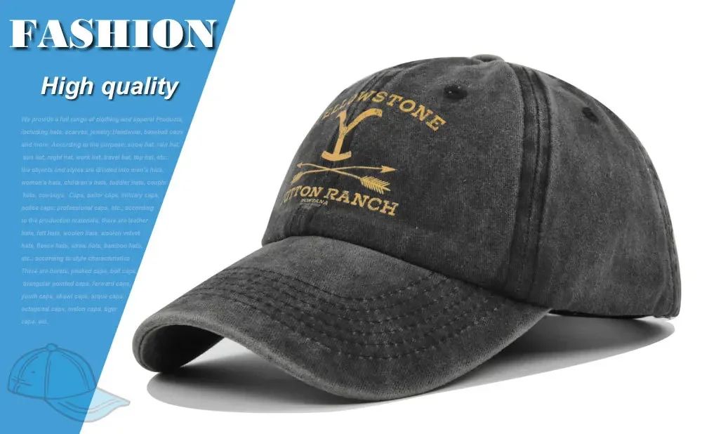 YELLOWSTONE Dutton Ranch Baseball Cap Snapback Sun Hat Spring Autumn Baseball Cap Sport Hip Hop Fitted Cap Hats for Men Women