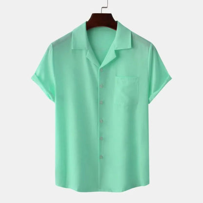 Solid Color Hawaiian Beach men's short-sleeved Tops Comfortable Casual Lapel men's Shirts Summer New men's short-sleeved Shirts