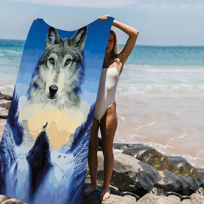 Animal wolf wallart Microfiber Blanket Quick Drying Beach Towels Oversized Printing Super Absorbent Pool Towel Blanket