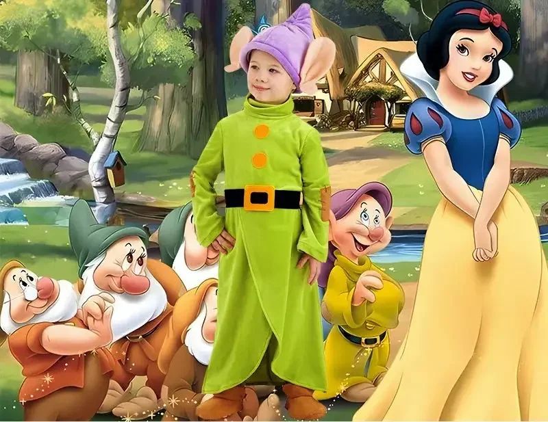 Dopey Cosplay The Seven Dwarfs Boys Bodysuit Hat Suit Halloween Cosplay Costume Party Anime Snow White Dopey