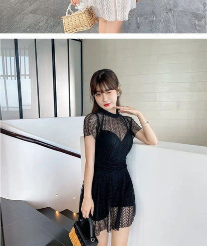 Women's One-Piece Swimsuit Thermal Spring Bathing Lace Cover-Up Slimming Ins White New Hot Sale Of The Season Fashionable Swimwe