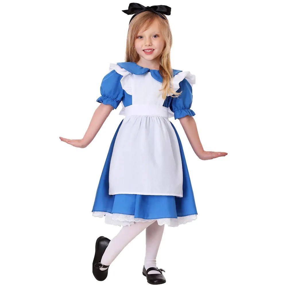 Halloween Party Dress Up Blue Maid Uniform COS Anime Costumes Alice in Wonderland Super Cute Maid Outfit Cosplay Dress