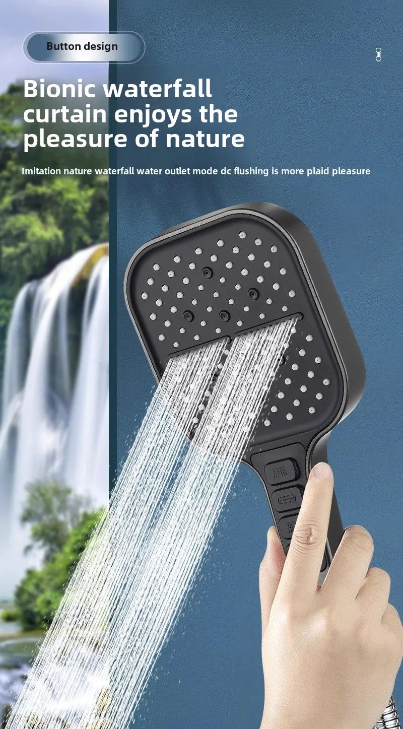 Chuveiro de Grande Porte com 7 Modos Ajustáveis, Chuveiro de Alta Pressão para Banheiro, Bico Misturador de Água com Economia de Água, Acessórios de Banheiro
