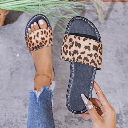 Casual Denim Slippers for Women 2025 Fashionable Non-Slip Wear-Resistant Soft Bottom Comfortable Flat Heel Sandals