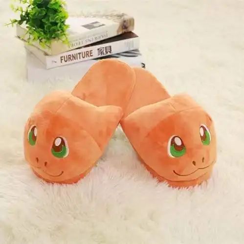 Pokémon Desenho Animado Pikachu Pelúcia Algodão Anime Sapatos Sapatilhas Rasas de Veludo Sapatos de Costura Pantufas Fofas de Casal Pai-Filho