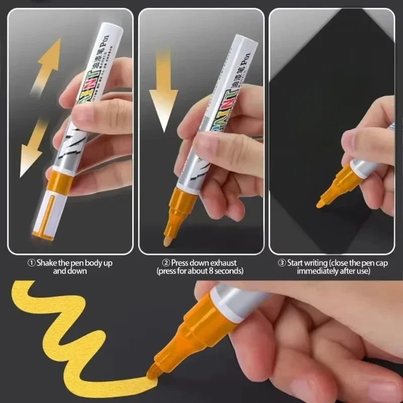 Caneta de retoque para arranhões de pintura de carro caneta de tinta à prova d'água marcador de tinta para cuidado de pneu automotivo preto branco vermelho prata