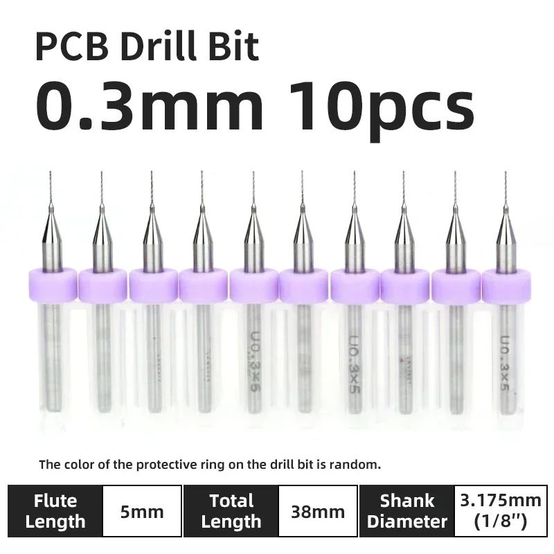 Broca PCB 10pcs Conjunto de Brocas Micro Diâmetro de Aço Tungstênio 1/8" Cabo Fixo Mini Broca CNC 0.1-3.175mm