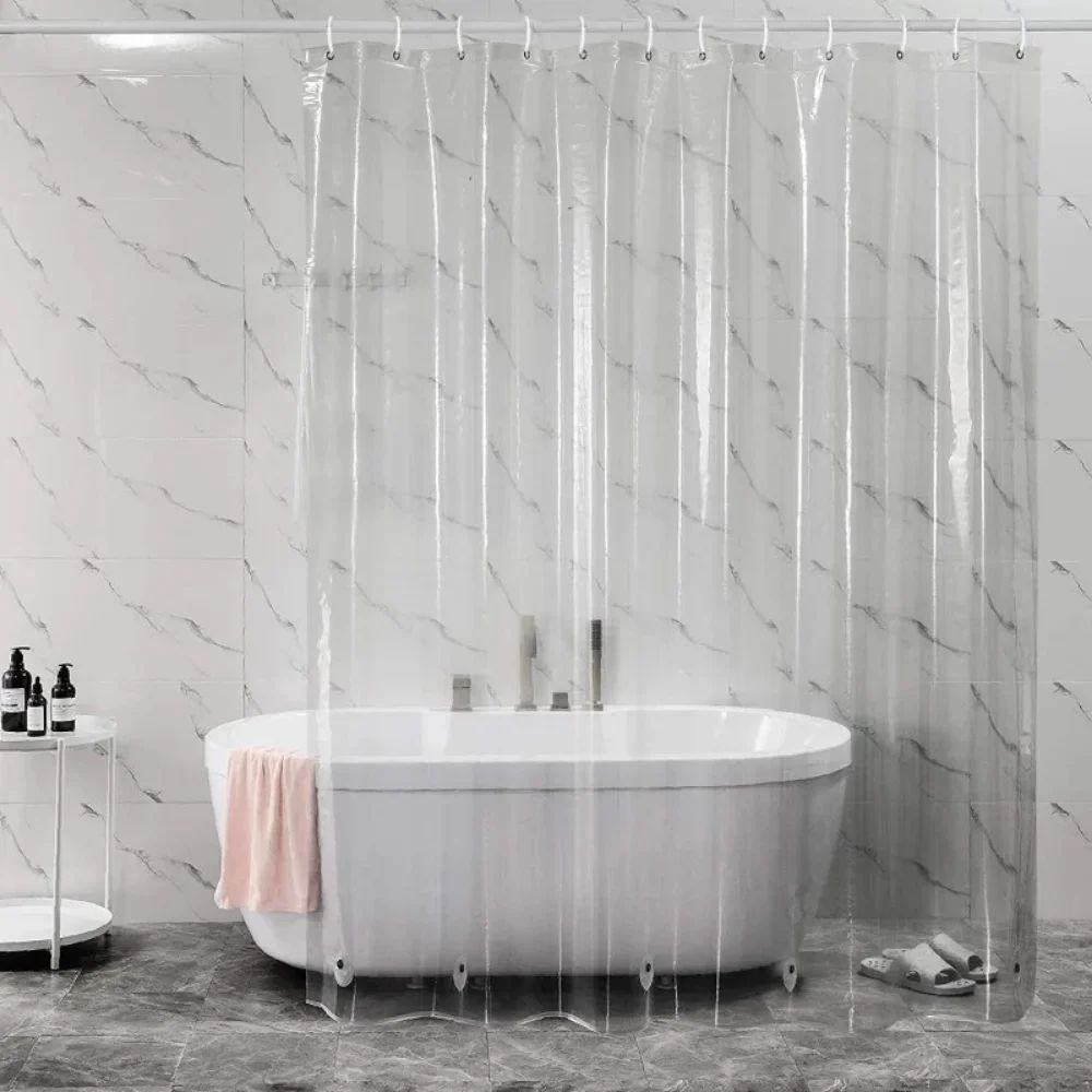 Clear Shower Curtain PEVA Transparent Bathroom Liner Waterproof 180x200CM Bath Curtains Bathroom Mould Proof Curtains with Hooks