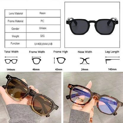 JNPCXI Fashion Vintage Rivet Oval Sunglasses Women Men Luxury Leopard Sun Glasses Anti Blue Light Eyeglasses Frame