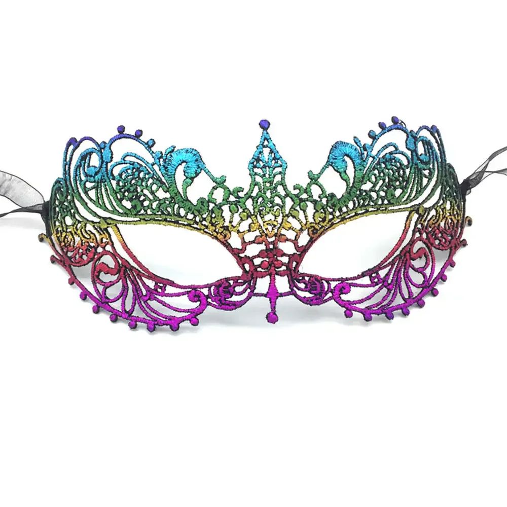 Women Sexy Hollow Lace Masquerade Gold Black Face Mask Princess Party Cosplay Prom Props Costume Nightclub Queen Eye Mask Exotic