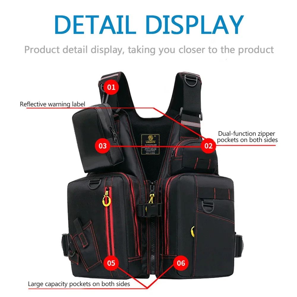 Colete Salva-Vidas Multifuncional Para Pesca ao Ar Livre Um Item Essencial para Segurança Múltiplos Bolsos Para Armazenamento Material Flutuante