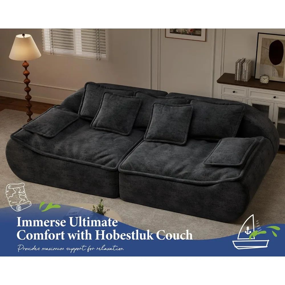 87'' 3-Seater Sectional Sofa Modular Comfy Loveseat with Throw Deep Seat Small Sofa for Compact Space - Perfect for Cozy Living