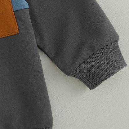 Citgeett Conjunto de Calças para Bebês e Meninos, Outono, Manga Comprida, Moletom com Capuz em Cor Contrastante, Calças com Elástico na Cintura
