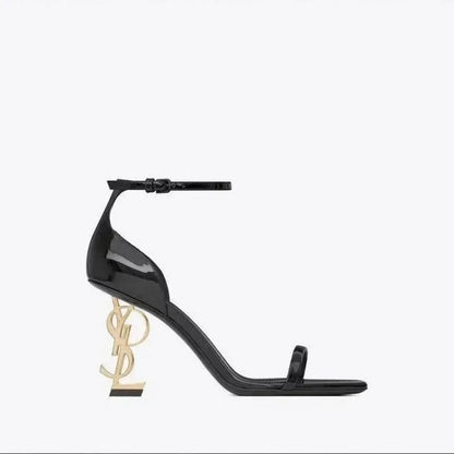 Women High-heeled Shoes European American Solid Color One-piece High-heeled Sandals Women's Headband Buckle Banquet Letter