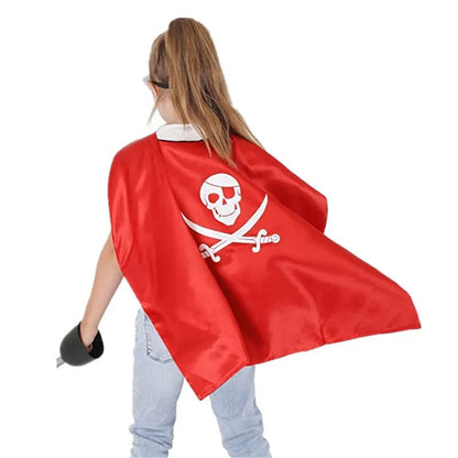 3-12Y  Pirate Skull Cape Toddler Play House Dress Up Cape Printed Pattern Holiday Performance Fashion Suit Halloween Party Gift