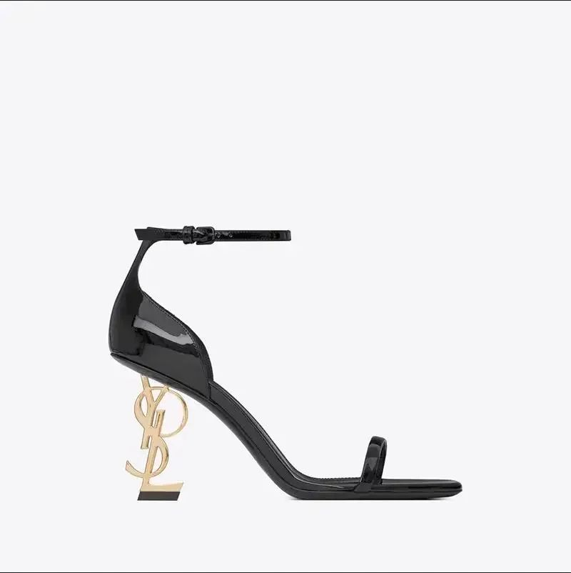 Heels Women New Design Metal Heel Patent Leather Banquet High Heel Sandals Elegant Sexy Women's High Heels Zapatos De Mujer