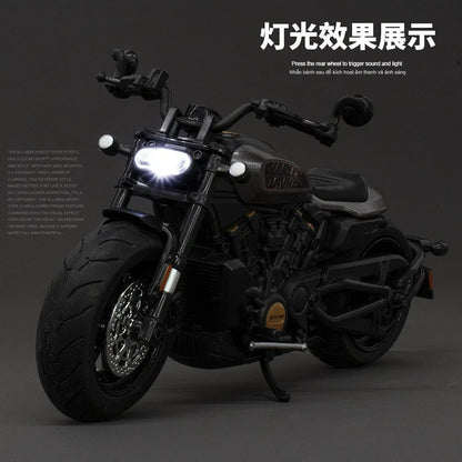 1:12 Harley SPORTSTER S Moto Alta Simulação Liga de Metal Fundido Modelo de Carro Coleção de Luz e Som Brinquedos Infantis Presentes M41
