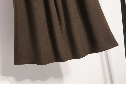 Solid Color Versatile Medium Length Skirt Pleated Plus Size A-Line Maxi Gown Cover Hip Spring Summer 2025 New Half-length Skirt