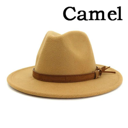 Fashionable Jazz Hats Autumn And Winter British Retro Top Hats Trendy Men's And Women's Woolen Hats Wide Brimmed Jazz Hats