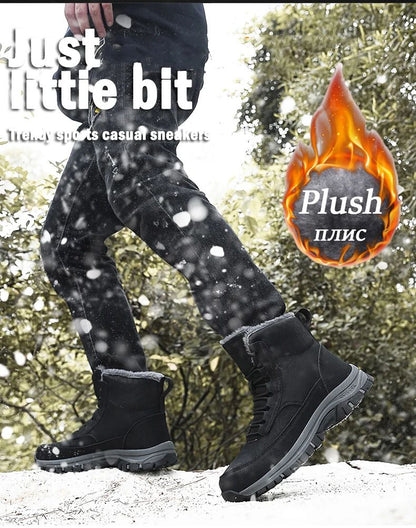 NeW Men Winter Snow Boots For Waterproof Leather Sneakers Super Warm Men's Boots Outdoor Male Hiking Boots Work Shoes Size 39-48