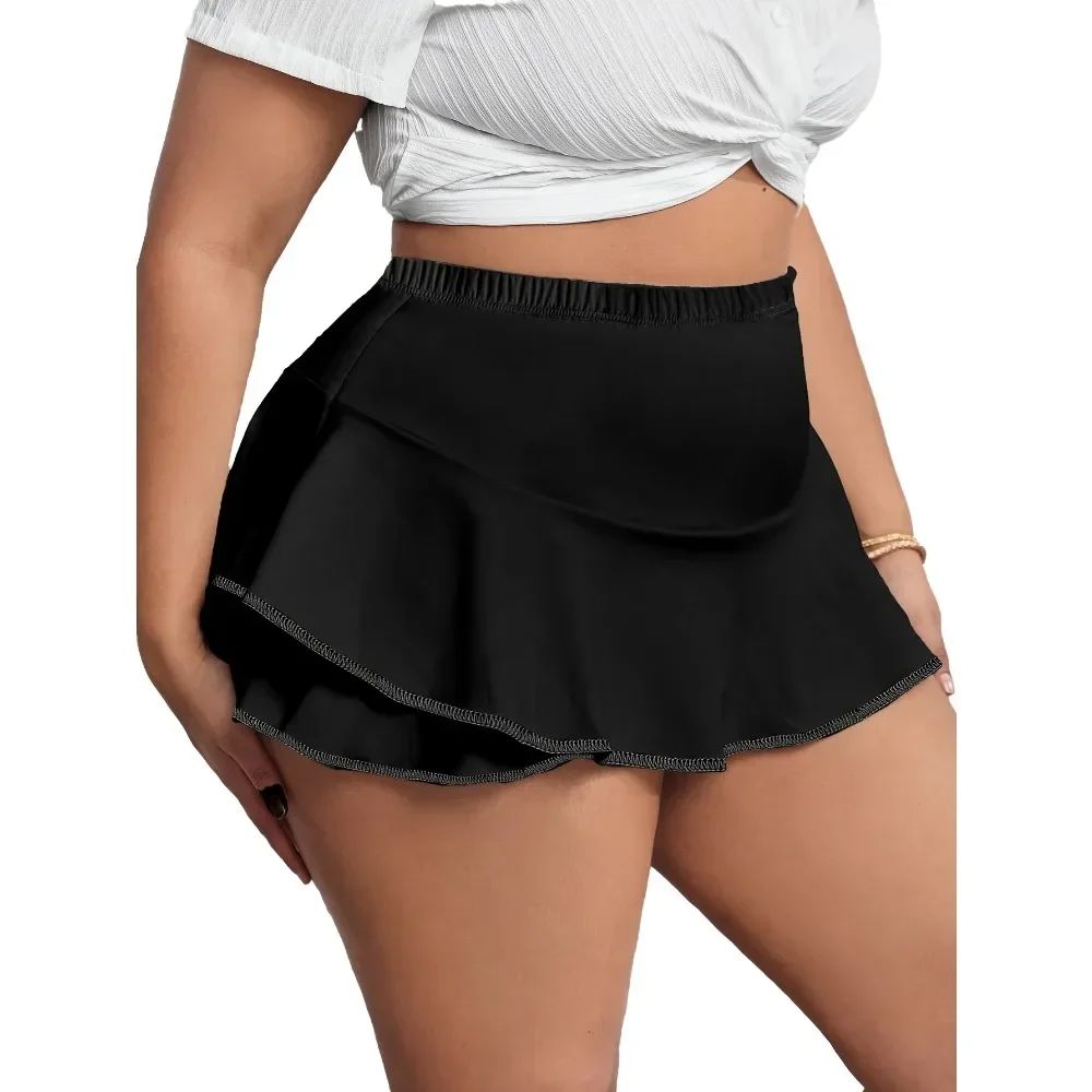 Plus Size 1XL-5XL New Women's Skirts Sexy Pleated Home Skirts Skirts with leggings Solid color skirts