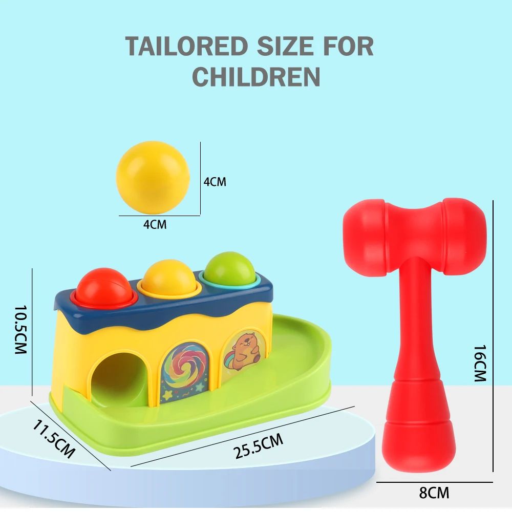 Engaging Pop-Up Hammer Toy for Babies Educational Stacking Balls Game Toys Gifts for Children's Preschool Fun for Boys Girls