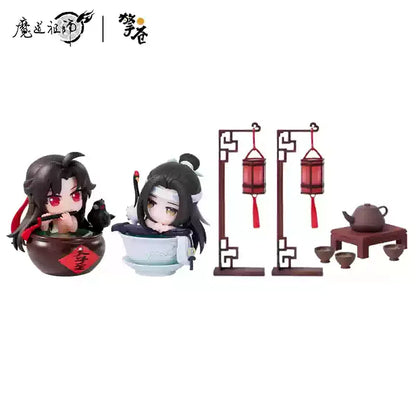 Mo Dao Zu Shi Versão Q Oficial de "Jade Cup Flowing Light" Wei Wuxian Lan Wangji Anime Periférico Enfeites Action Figurine