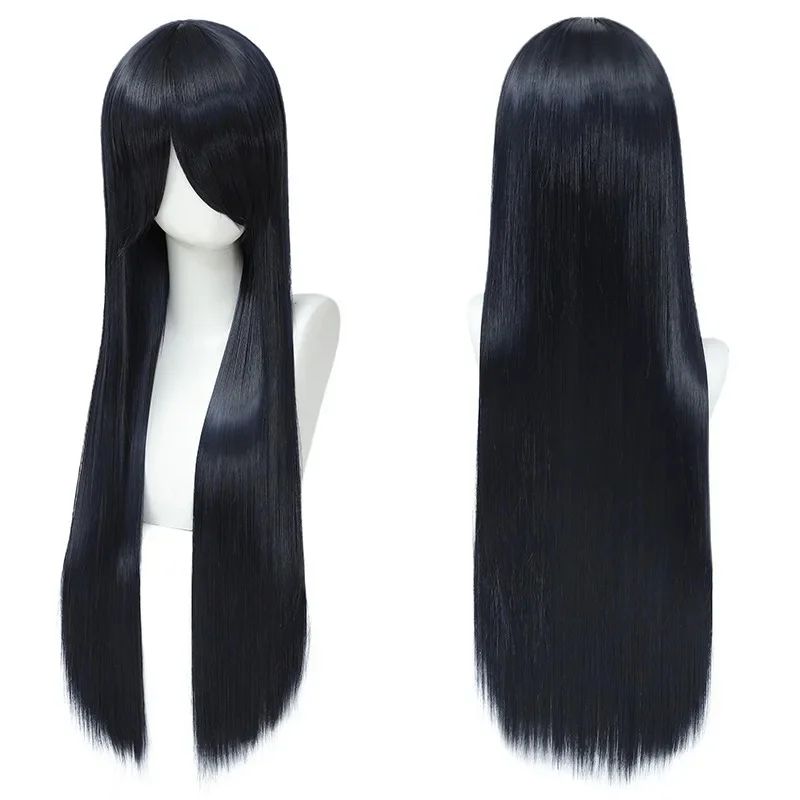 QQXCAIW Peruca Colorida Longa Lisa Sintética Branca Roxa Preta para Cosplay 80cm para Homens e Mulheres