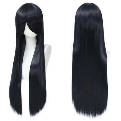 QQXCAIW Peruca Colorida Longa Lisa Sintética Branca Roxa Preta para Cosplay 80cm para Homens e Mulheres