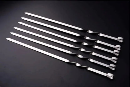 50cm BBQ Skewer 6Pcs Stainless Steel Wide Barbecue Sticks Flat BBQ Fork Outdoor Camping Picnic BBQ Utensil Kitchen Accessories