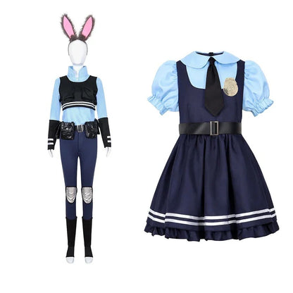 New Animal Judy Hopps Halloween Cosplay Costume For City Rabbit Police Officer Zoo Costume Fancy Dress Up Gifts Adult Children