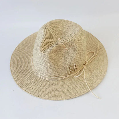 Chapéu de Sol de Verão Grande Feminino Moda Praia Chapéu de Palha Luxo Jazz Top Panamá Feminino 60cm Cabeça Grande