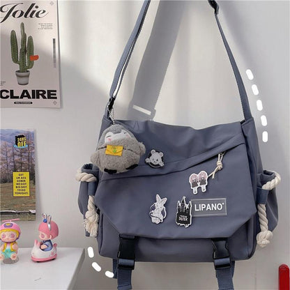 Women's Nylon Handheld One Shoulder Versatile Large Capacity Crossbody Bag Retro Work Travel Postman Bag