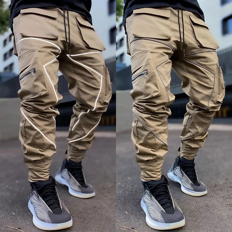 Men's Reflective Cargo Pants 2025 New Hip Hop Casual Joggers Trousers Multi-Pocket Men Sweatpants Streetwear Sports Pant M-3XL