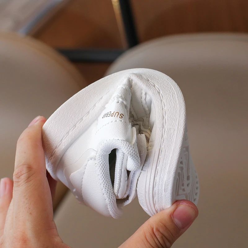 Childrens Baby Sneakers Blue Leather Boys Girls Toddler Shoes Four Seasons Models Pink Versatile Non-slip Small Kid Single Shoes