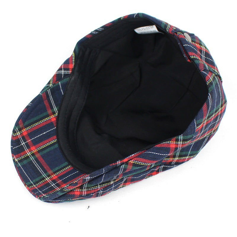 Beret British Plaid Peaked Cap Newsboy Cap Colorful Style Women Men's Forward Hat