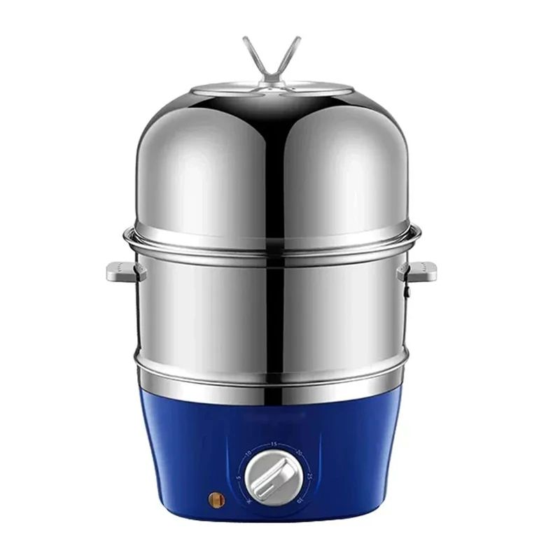 Panela Elétrica Multifuncional de Aço Inoxidável com Camada Dupla para Cozinhar Ovos – Vaporizador, Cozedor e Preparador de Café da Manhã, Eletrodoméstico Mini para Cozinha