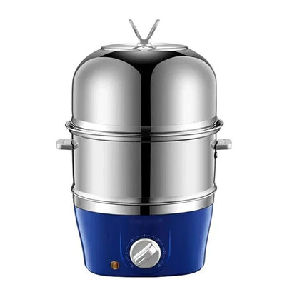 Panela Elétrica Multifuncional de Aço Inoxidável com Camada Dupla para Cozinhar Ovos – Vaporizador, Cozedor e Preparador de Café da Manhã, Eletrodoméstico Mini para Cozinha