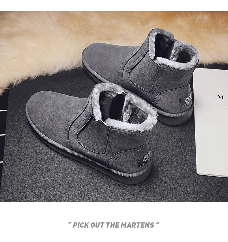 2025 Novas Botas Masculinas de Inverno Quentes de Pelúcia Botas de Couro Casuais de Cano Alto Sapatos de Neve da Moda para o Ar Livre