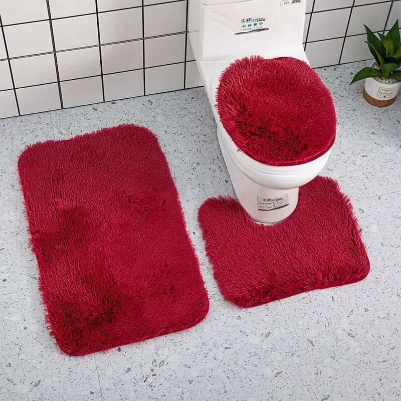 3piece Bathroom Mat Bathroom Silk Tie-dye Bathroom Soft Non-slip Carpet Shower Carpet Toilet Seat Cover Floor Mat