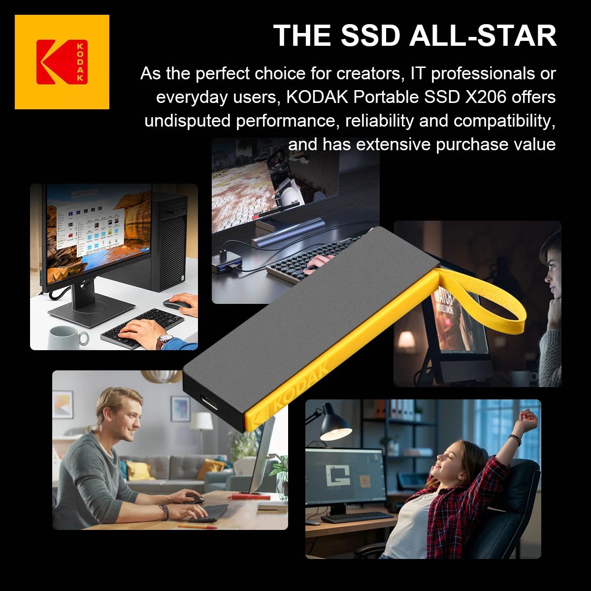 kodak SSD Externo 2tb 1tb 1000Mb/s 500Mb/s Disco SSD Externo Portátil 256gb Para Laptops Smartphone